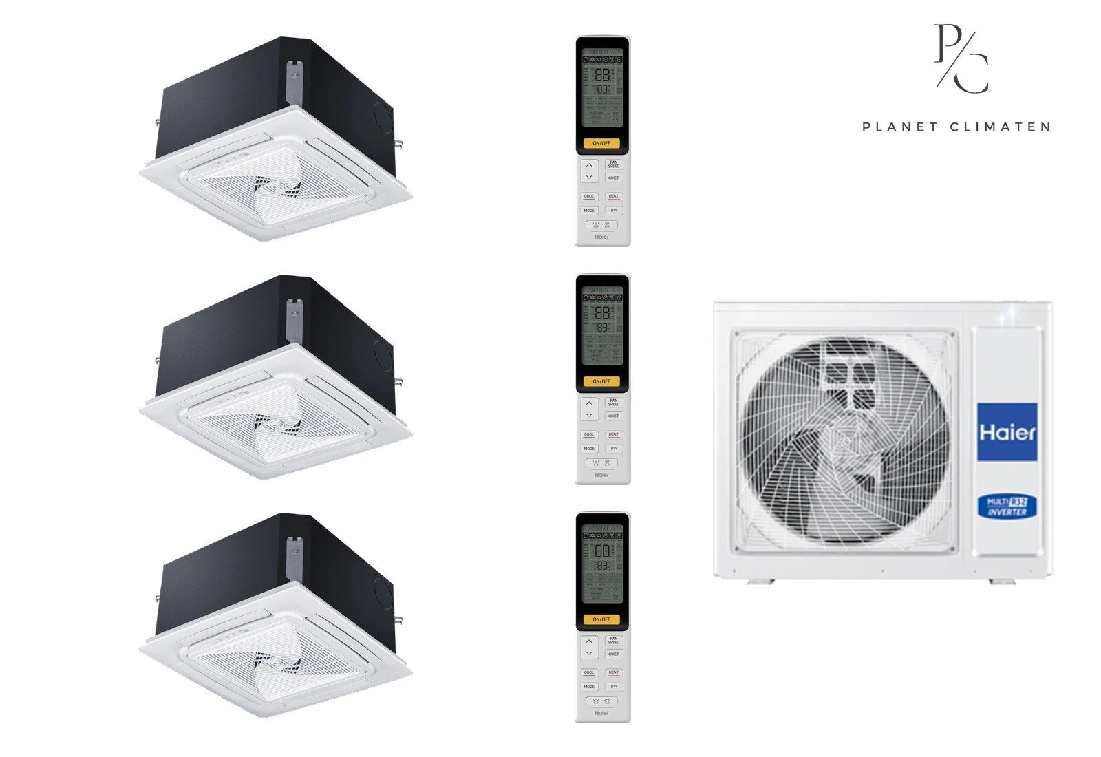 Haier — Klimatyzator multi-split Haier CASSETTE Mini AB (4-Way) 3U55S2SR5FA — 3 jedn. 5,0 kW (2,5+2,5+2,5 kW)