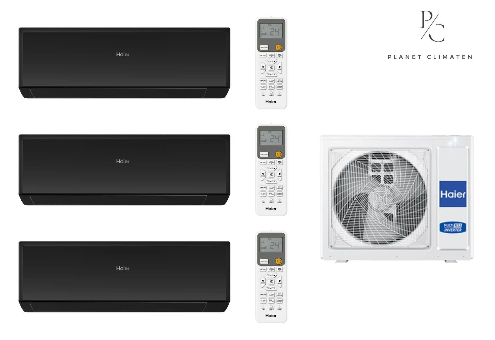 Haier — Klimatyzator multi-split Haier REVIVE Plus czarny połysk 3U55S2SR5FA — 3 jedn. 5,0 kW (2,7+2,7+2,7 kW)