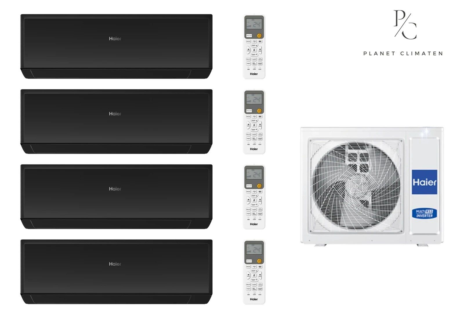 Haier — Klimatyzator multi-split Haier REVIVE Plus czarny połysk 4U75S2SR5FA — 4 jedn. 7,5 kW (2,7+2,7+2,7+2,7 kW)