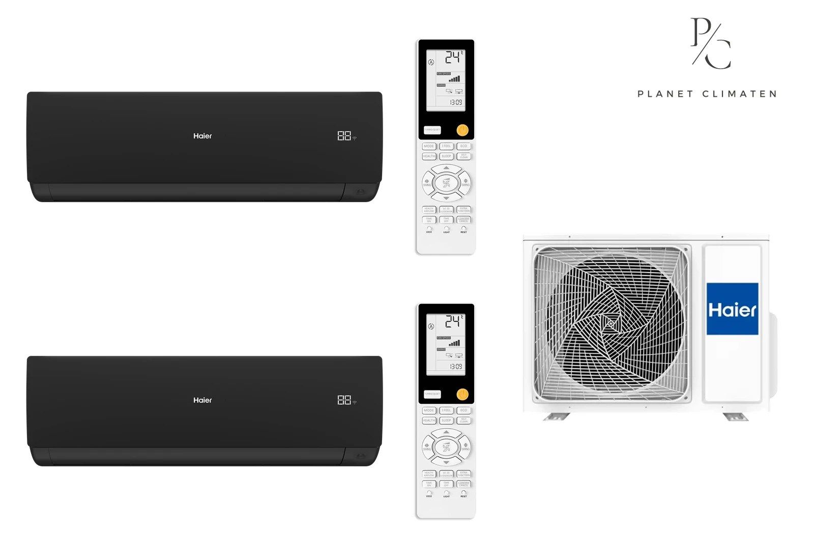 Haier — Klimatyzator multi-split Haier SERENE Plus czarny mat 2U40S2SM1FA — 2 jedn. 4,0 kW (2,6+2,6 kW)