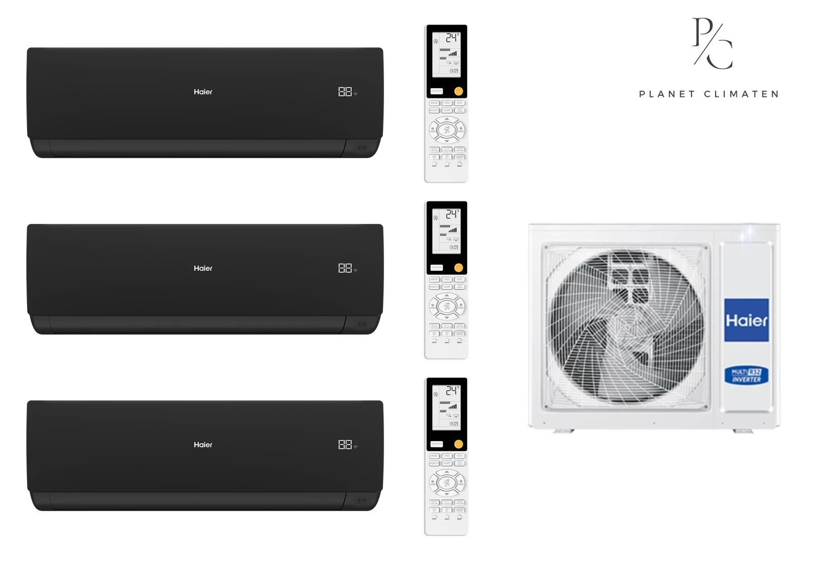 Haier — Klimatyzator multi-split Haier SERENE Plus czarny mat 3U55S2SR5FA — 3 jedn. 5,0 kW (2,6+2,6+2,6 kW)