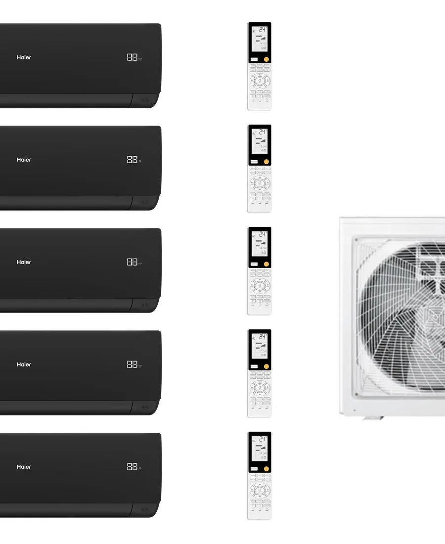Klimatyzator multi-split Haier SERENE Plus czarny mat 5U105S2SS5FA — 5 jedn. 10,0 kW (2,6+2,6+2,6+2,6+3,5 kW)