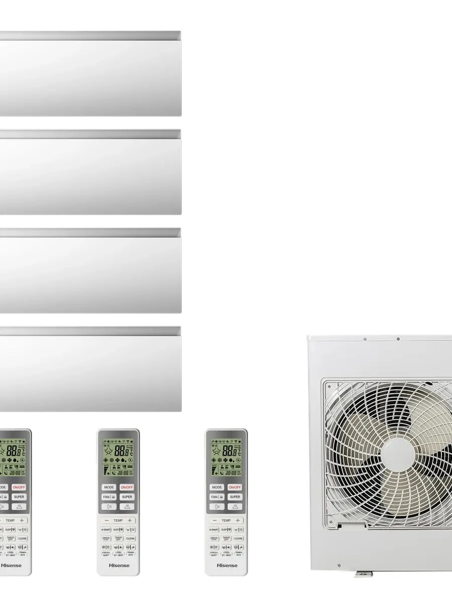 Klimatyzacja multi-split Hisense Air Master biały — agregat 4AMW81U4RJC + 4x jednostka (2,5, 2,5, 2,5, 3,5 kW)