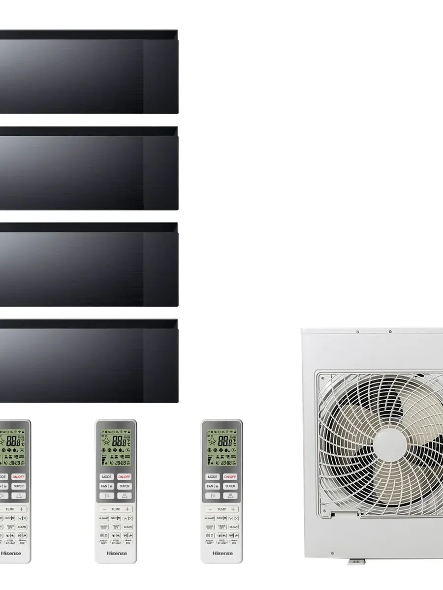 Klimatyzacja multi-split Hisense Air Master czarny — agregat 5AMW105U4RQC + 4x jednostka (2,5, 2,5, 5,0, 5,0 kW)