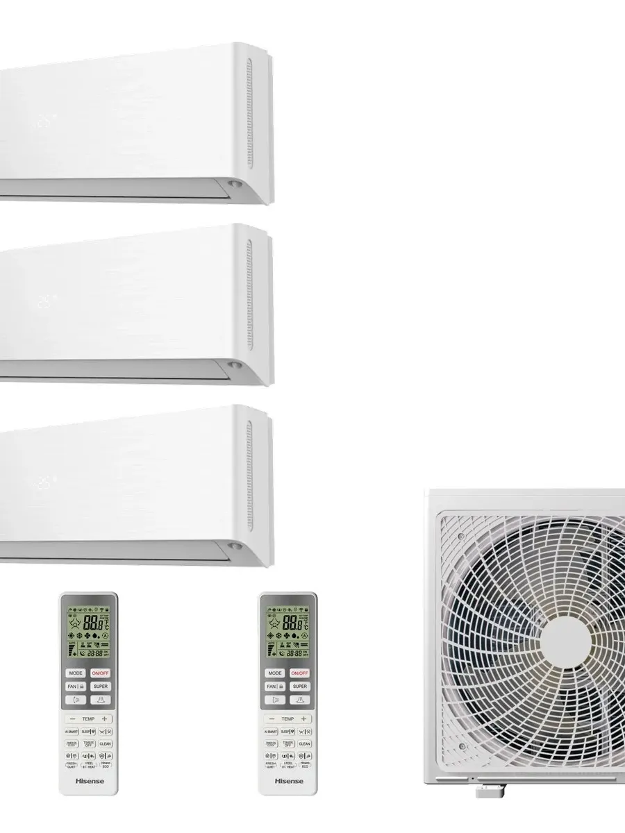 Klimatyzacja multi-split Hisense Energy Pro X biały — agregat 3AMW52U4RJC + 3x jednostka (2,5, 2,5, 3,5 kW)
