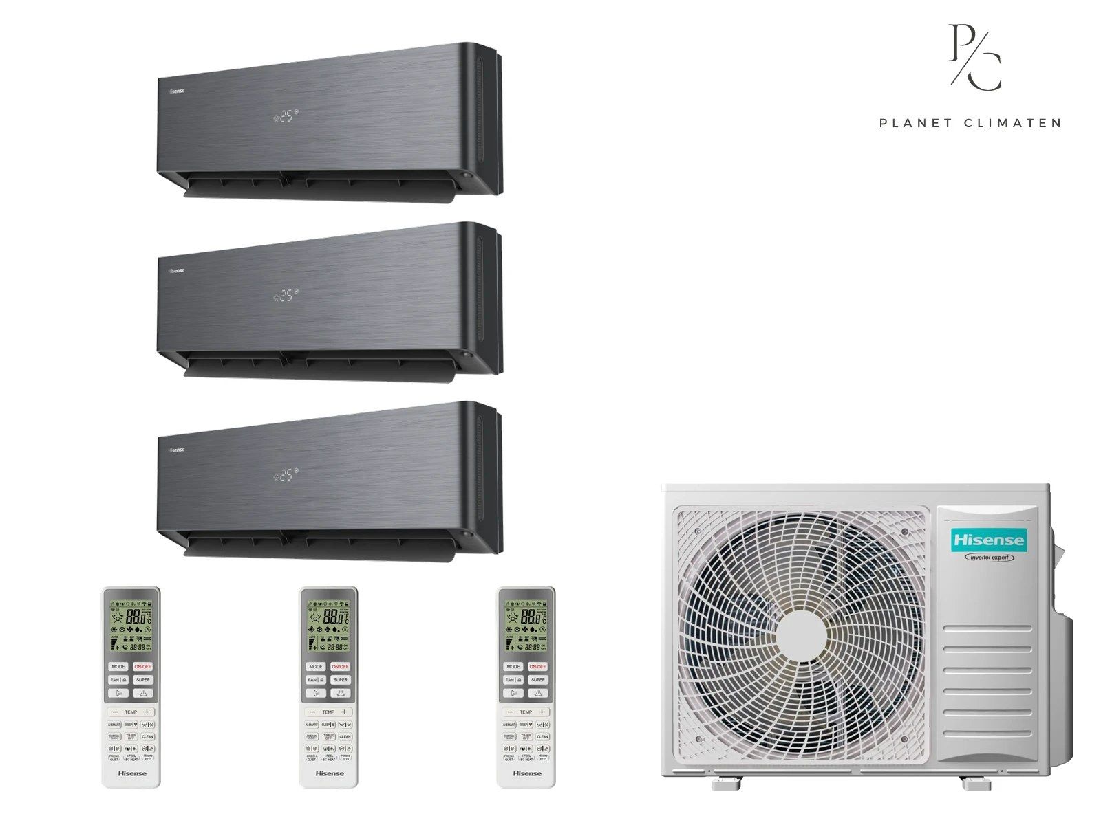 Hisense — Klimatyzacja multi-split Hisense Energy Pro X czarny — agregat 3AMW52U4RJC + 3x jednostka (2,5, 2,5, 2,5 kW)