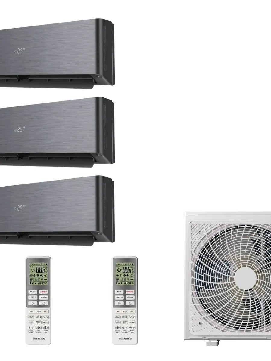 Klimatyzacja multi-split Hisense Energy Pro X czarny — agregat 3AMW72U4RJC + 3x jednostka (3,5, 3,5, 3,5 kW)