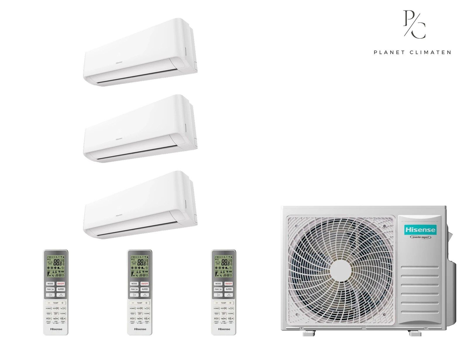 Hisense — Klimatyzacja multi-split Hisense Expert Comfort — agregat 3AMW52U4RJC + 3x jednostka (2,5, 2,5, 2,5 kW)