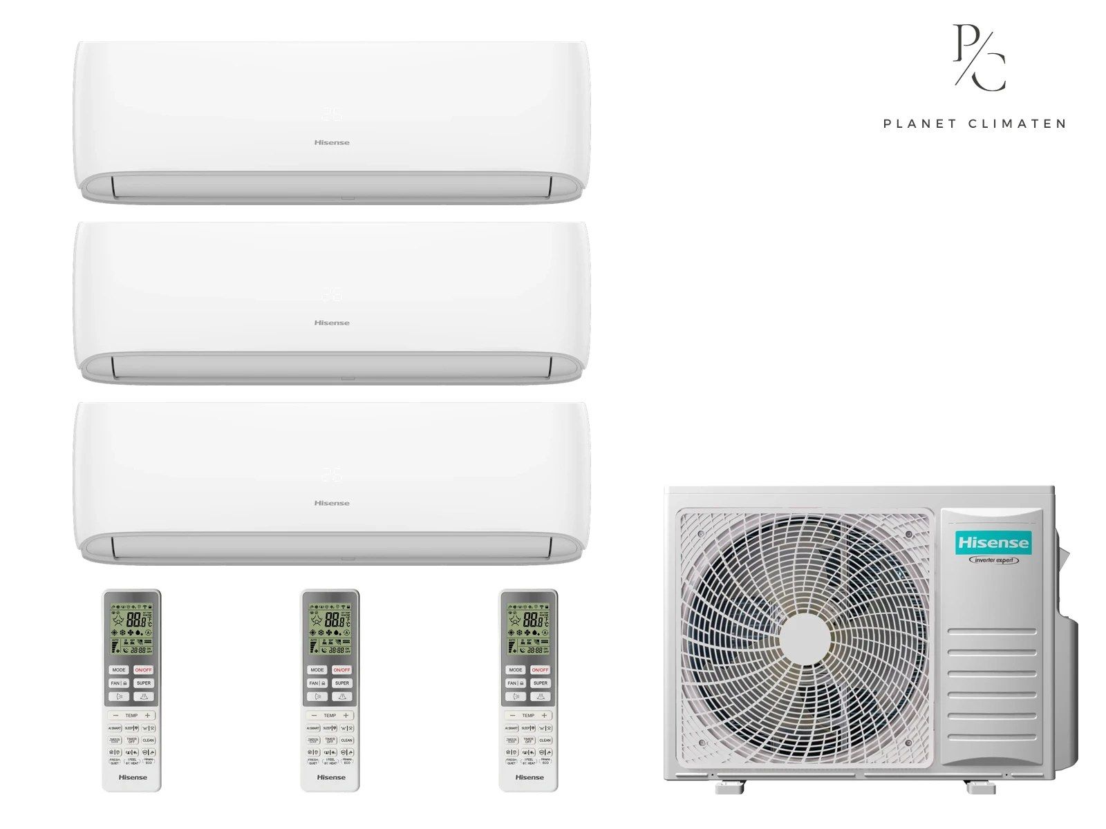 Hisense — Klimatyzacja multi-split Hisense Hi-Smart — agregat 3AMW52U4RJC + 3x jednostka (2,5, 2,5, 2,5 kW)