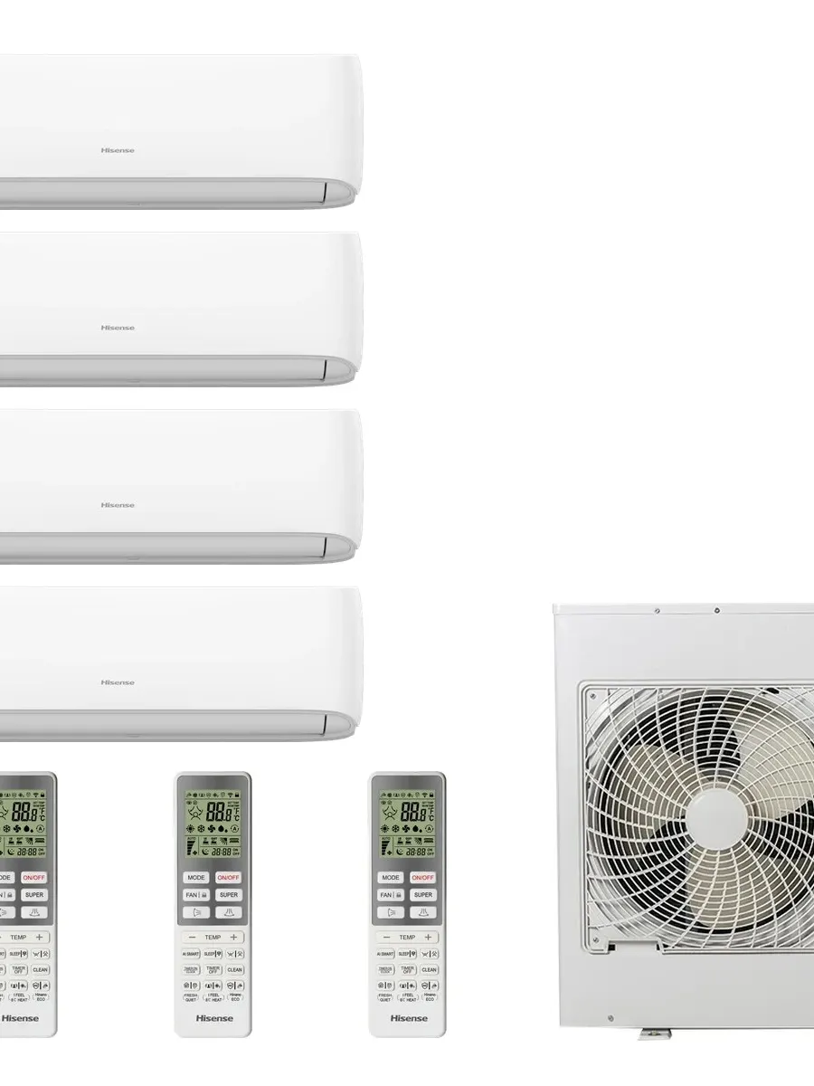 Klimatyzacja multi-split Hisense Hi-Smart — agregat 5AMW105U4RQC + 4x jednostka (2,5, 2,5, 3,5, 3,5 kW)