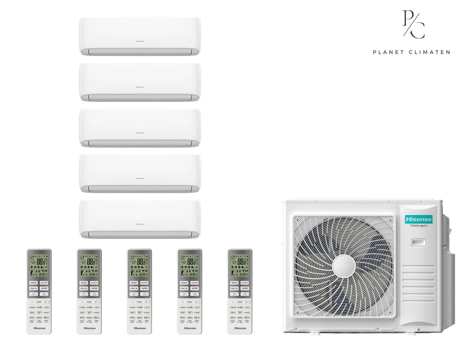 Hisense — Klimatyzacja multi-split Hisense Hi-Smart — agregat 5AMW105U4RQC + 5x jednostka (2,5, 2,5, 2,5, 2,5, 3,5 kW)