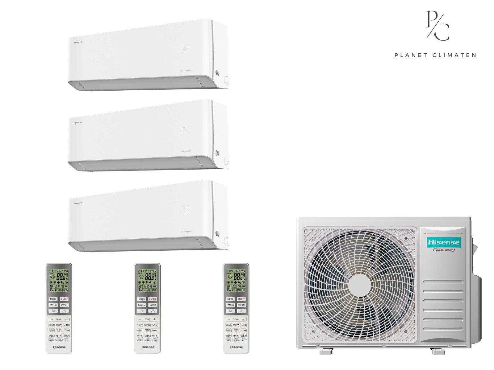 Hisense — Klimatyzacja multi-split Hisense UNIPURE — agregat 3AMW52U4RJC + 3x jednostka (2,5, 2,5, 2,5 kW)