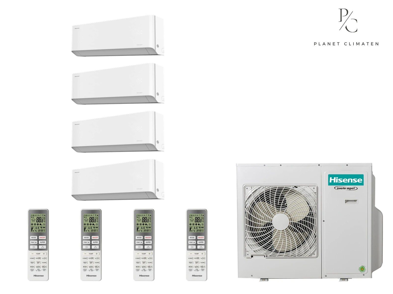 Hisense — Klimatyzacja multi-split Hisense UNIPURE — agregat 4AMW72U4RJC + 4x jednostka (2,5, 2,5, 2,5, 2,5 kW)