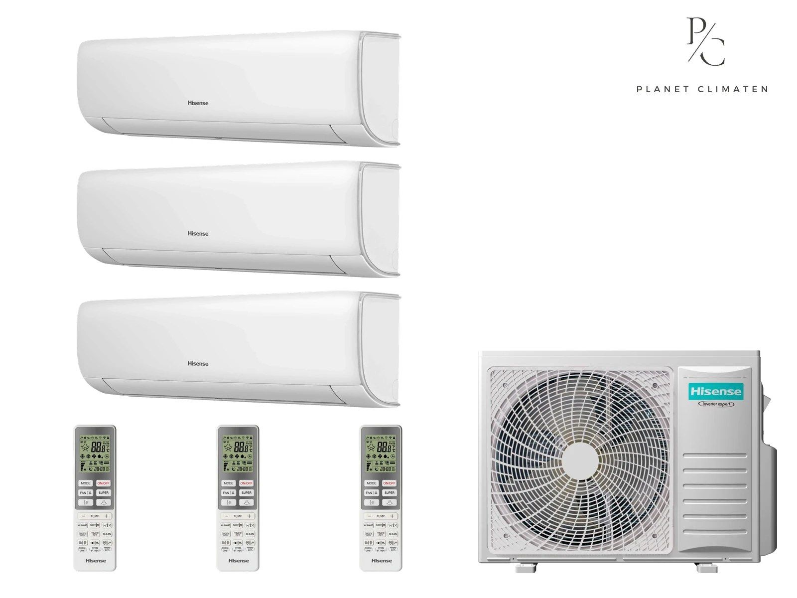 Hisense — Klimatyzacja multi-split Hisense Wings Comfort — agregat 3AMW52U4RJC + 3x jednostka (2,5, 2,5, 2,5 kW)