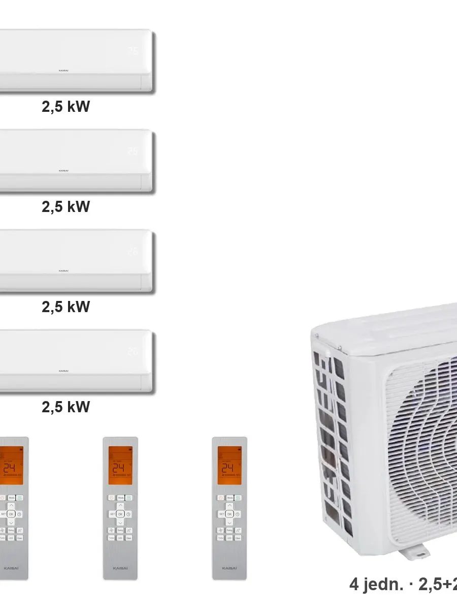 Klimatyzator multi-split Kaisai fly+ K4OE-28HFN32H — 4 jedn. 2,5+2,5+2,5+2,5 kW (4 pomieszczenia)
