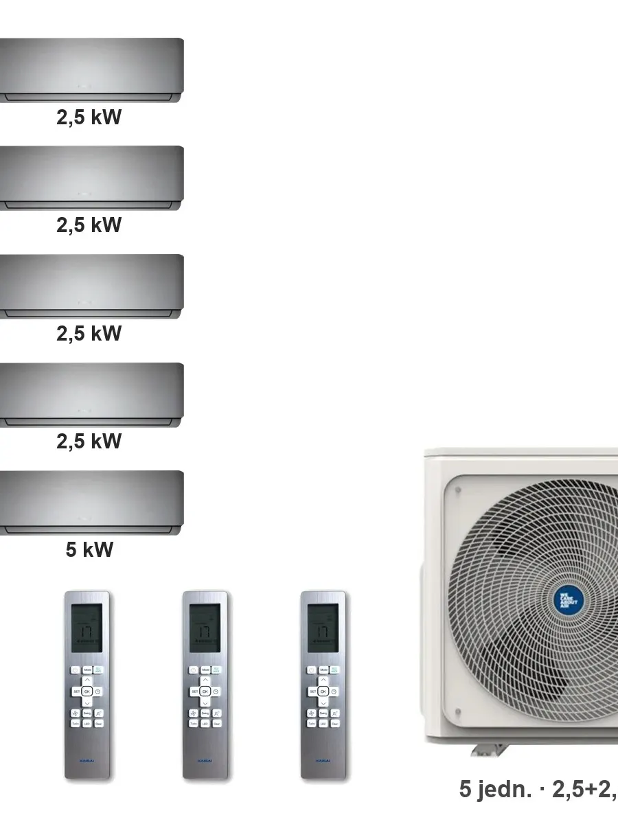 Klimatyzator multi-split Kaisai geo K5OE-42HFN32H — 5 jedn. 2,5+2,5+2,5+2,5+5 kW (5 pomieszczeń)