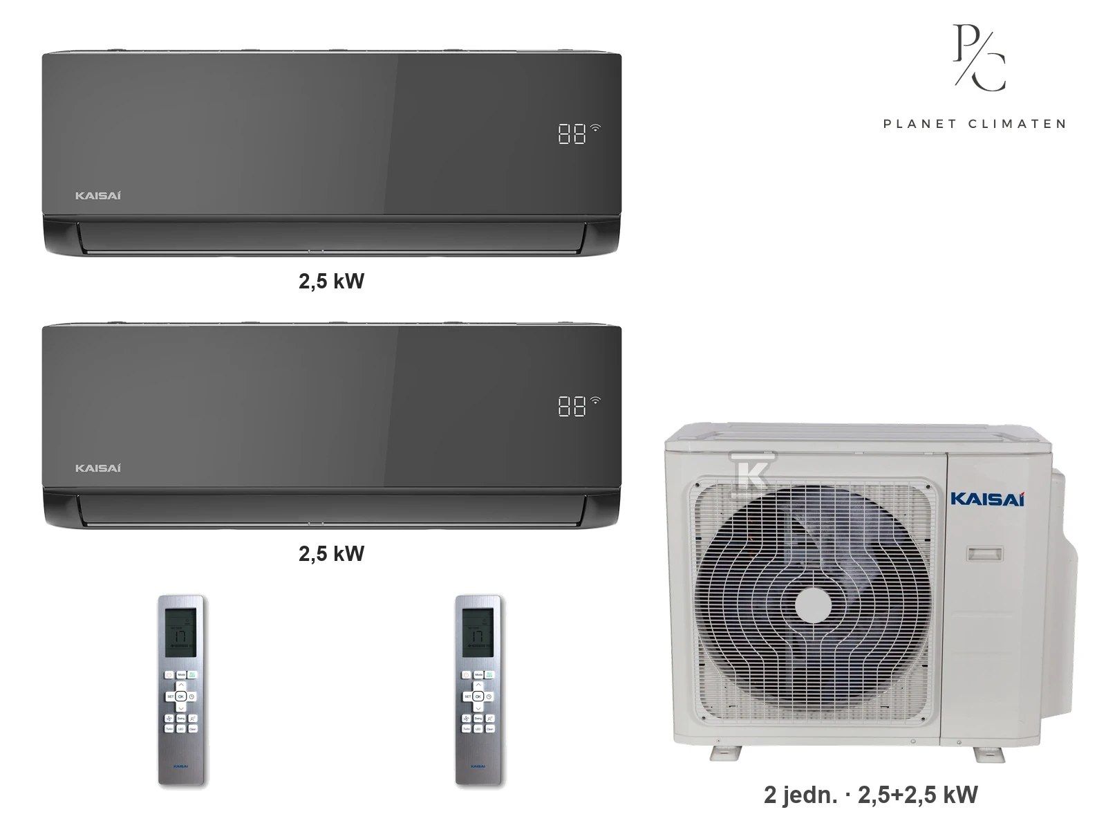 Kaisai — Klimatyzator multi-split Kaisai ice K3OA-27HFN32H — 2 jedn. 2,5+2,5 kW (2 pomieszczenia, czarny)
