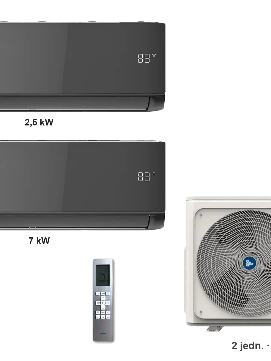 Klimatyzator multi-split Kaisai ice K4OB-36HFN32H — 2 jedn. 2,5+7 kW (2 pomieszczenia, czarny)