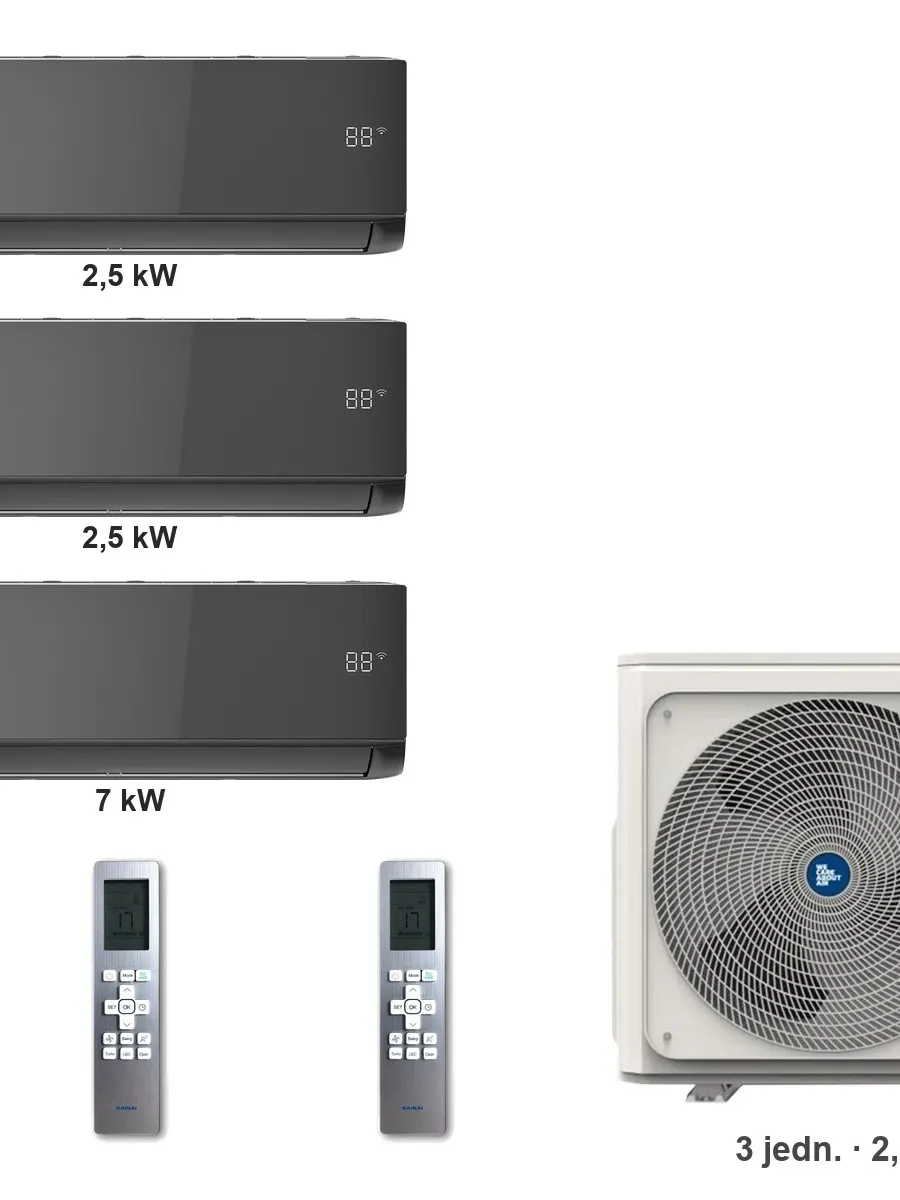 Klimatyzator multi-split Kaisai ice K4OB-36HFN32H — 3 jedn. 2,5+2,5+7 kW (3 pomieszczenia, czarny)