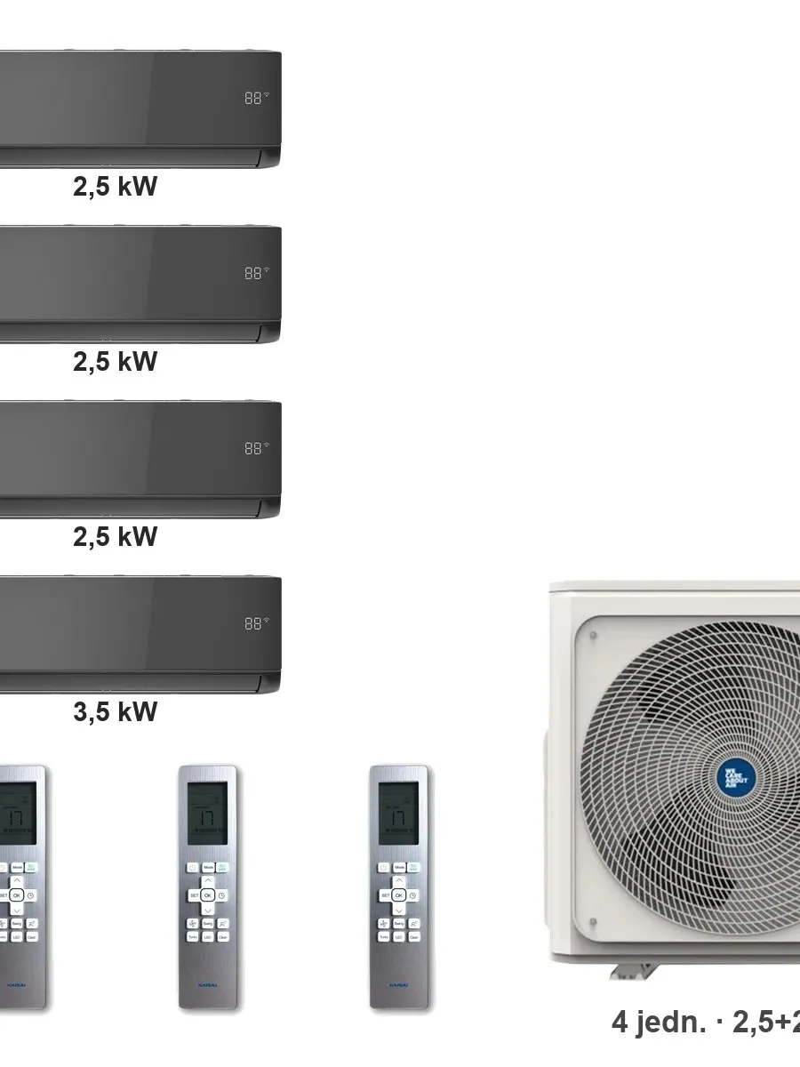 Klimatyzator multi-split Kaisai ice K4OB-36HFN32H — 4 jedn. 2,5+2,5+2,5+3,5 kW (4 pomieszczenia, czarny)