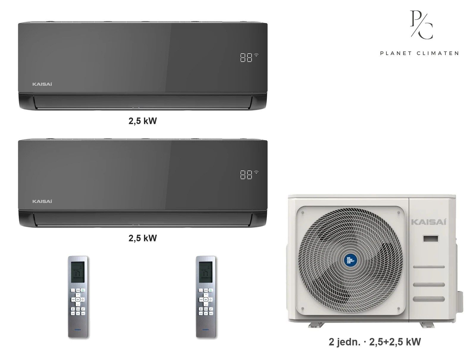 Kaisai — Klimatyzator multi-split Kaisai ice K4OB-36HFN32H — 2 jedn. 2,5+2,5 kW (2 pomieszczenia, czarny)