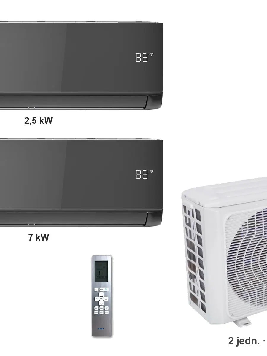 Klimatyzator multi-split Kaisai ice K4OE-28HFN32H — 2 jedn. 2,5+7 kW (2 pomieszczenia, czarny)