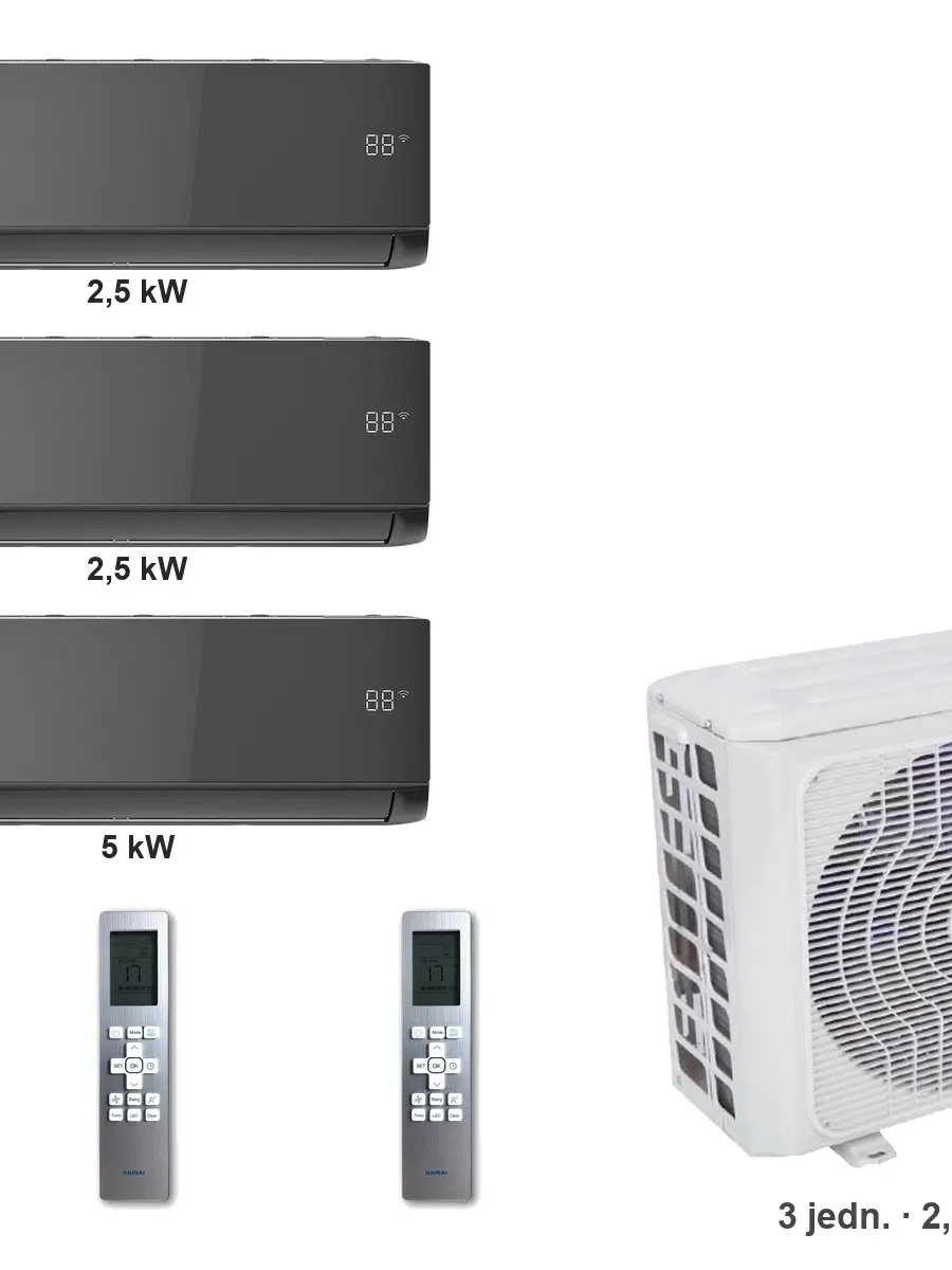 Klimatyzator multi-split Kaisai ice K4OE-28HFN32H — 3 jedn. 2,5+2,5+5 kW (3 pomieszczenia, czarny)