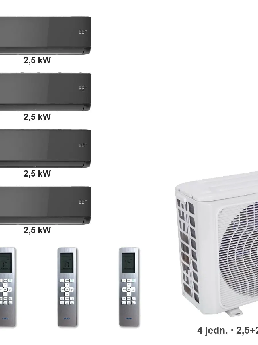 Klimatyzator multi-split Kaisai ice K4OE-28HFN32H — 4 jedn. 2,5+2,5+2,5+2,5 kW (4 pomieszczenia, czarny)
