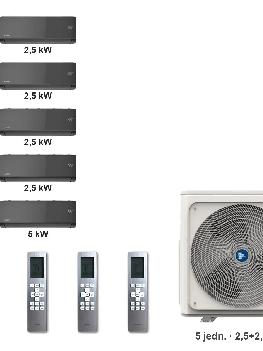 Klimatyzator multi-split Kaisai ice K5OE-42HFN32H — 5 jedn. 2,5+2,5+2,5+2,5+5 kW (5 pomieszczeń, czarny)