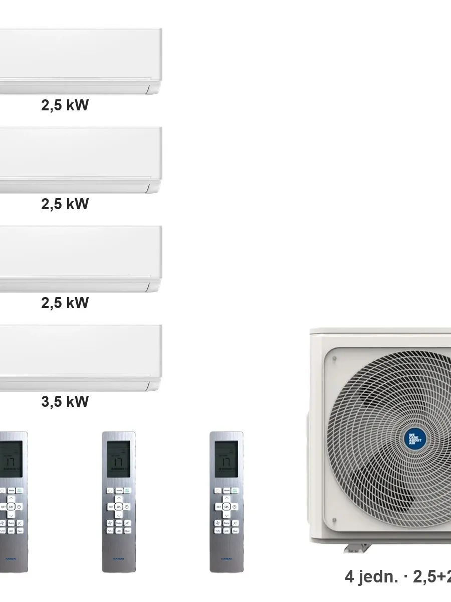 Klimatyzator multi-split Kaisai ice K4OB-36HFN32H — 4 jedn. 2,5+2,5+2,5+3,5 kW (4 pomieszczenia, biały)