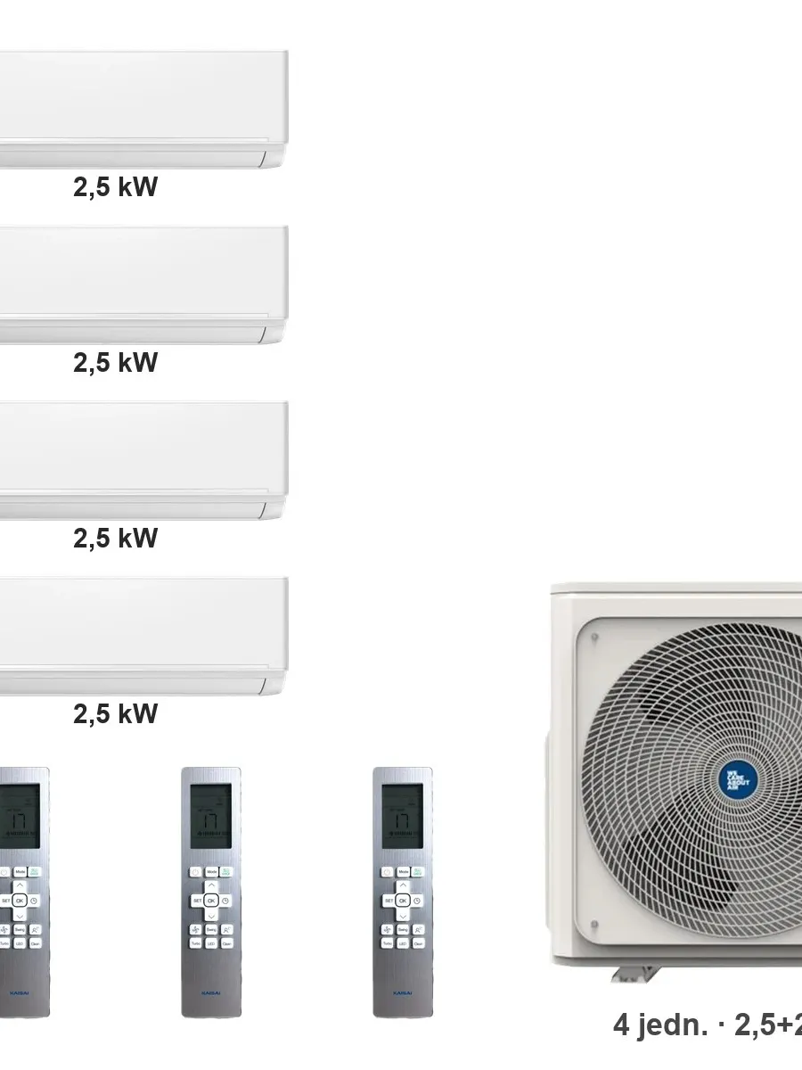 Klimatyzator multi-split Kaisai ice K4OB-36HFN32H — 4 jedn. 2,5+2,5+2,5+2,5 kW (4 pomieszczenia, biały)