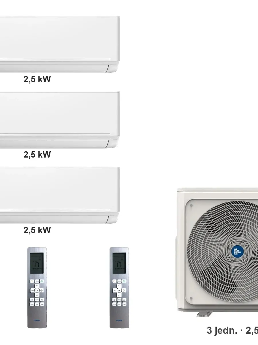 Klimatyzator multi-split Kaisai ice K4OB-36HFN32H — 3 jedn. 2,5+2,5+2,5 kW (3 pomieszczenia, biały)