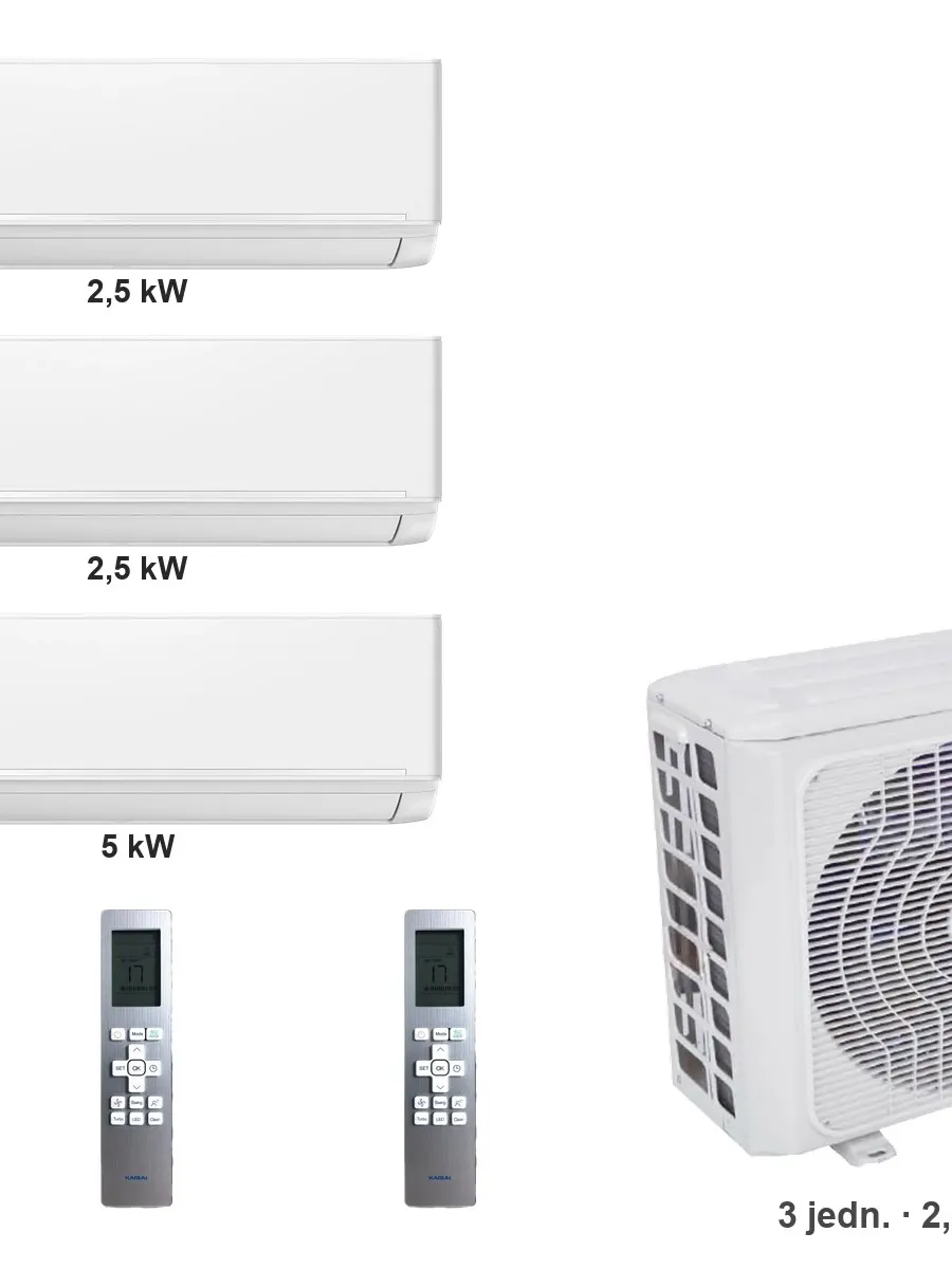 Klimatyzator multi-split Kaisai ice K4OE-28HFN32H — 3 jedn. 2,5+2,5+5 kW (3 pomieszczenia, biały)