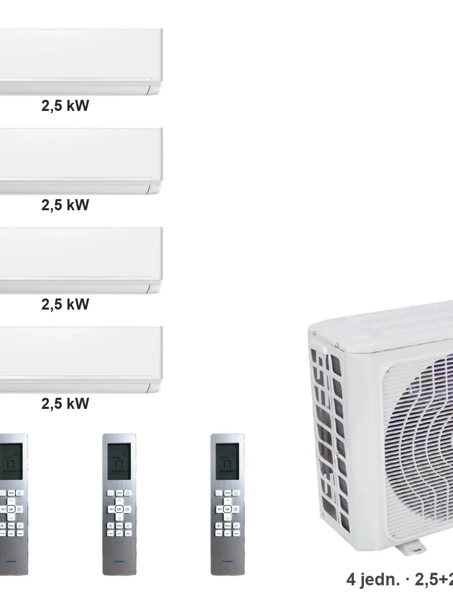 Klimatyzator multi-split Kaisai ice K4OE-28HFN32H — 4 jedn. 2,5+2,5+2,5+2,5 kW (4 pomieszczenia, biały)