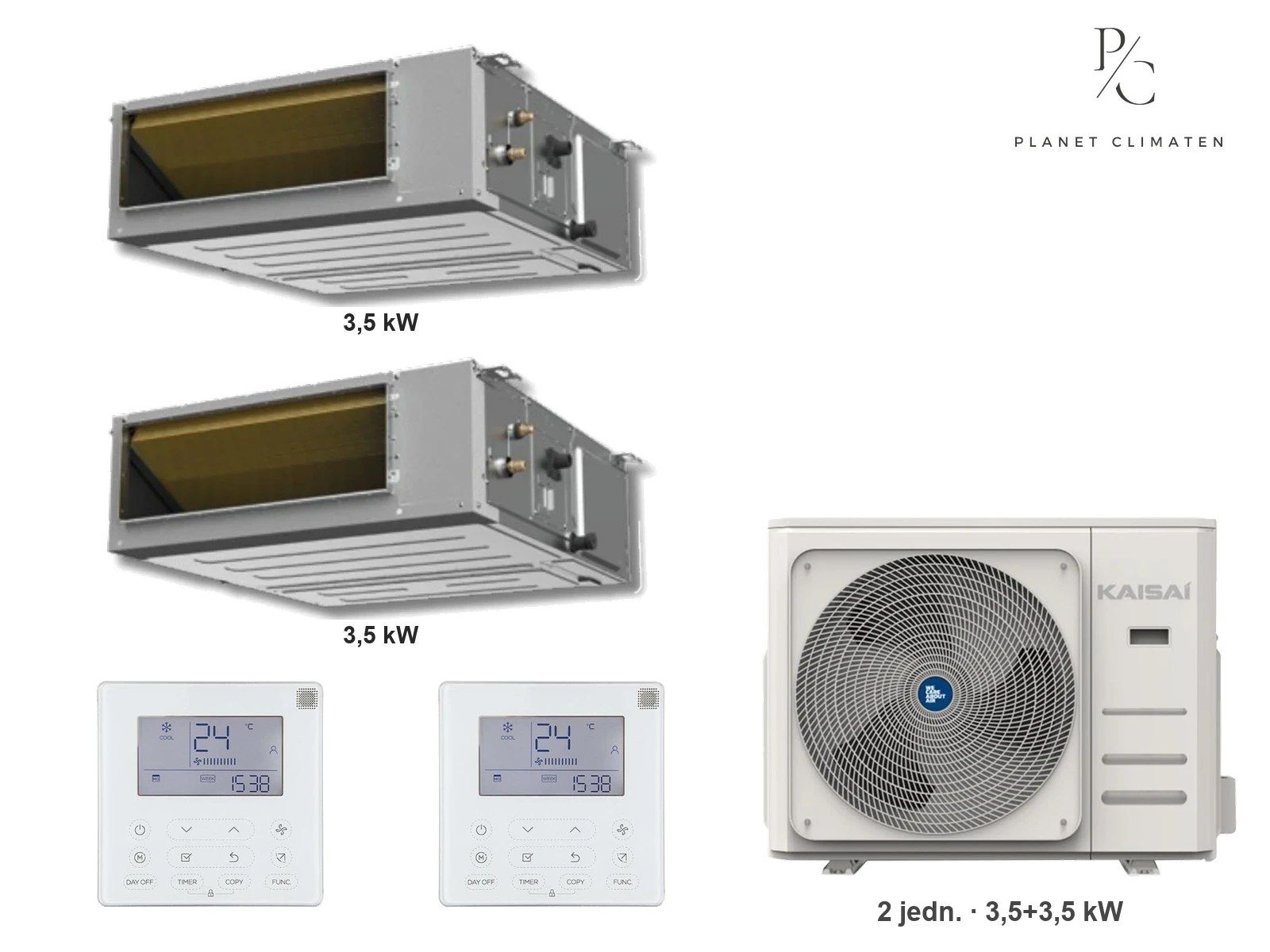 Kaisai — Klimatyzator multi-split kanałowy Kaisai KKR7 K2OE-18HFN32H — 2 jedn. 3,5+3,5 kW (2 pomieszczenia)