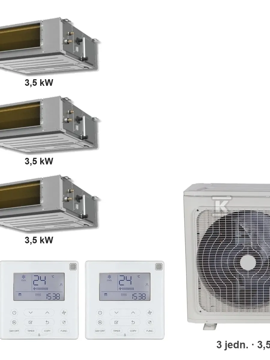 Klimatyzator multi-split kanałowy Kaisai KKR7 K3OA-27HFN32H — 3 jedn. 3,5+3,5+3,5 kW (3 pomieszczenia)