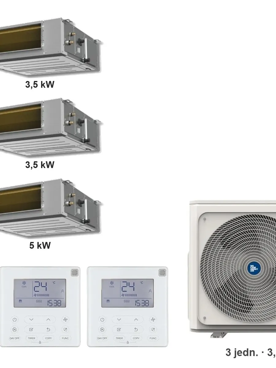 Klimatyzator multi-split kanałowy Kaisai KKR7 K4OB-36HFN32H — 3 jedn. 3,5+3,5+5 kW (3 pomieszczenia)