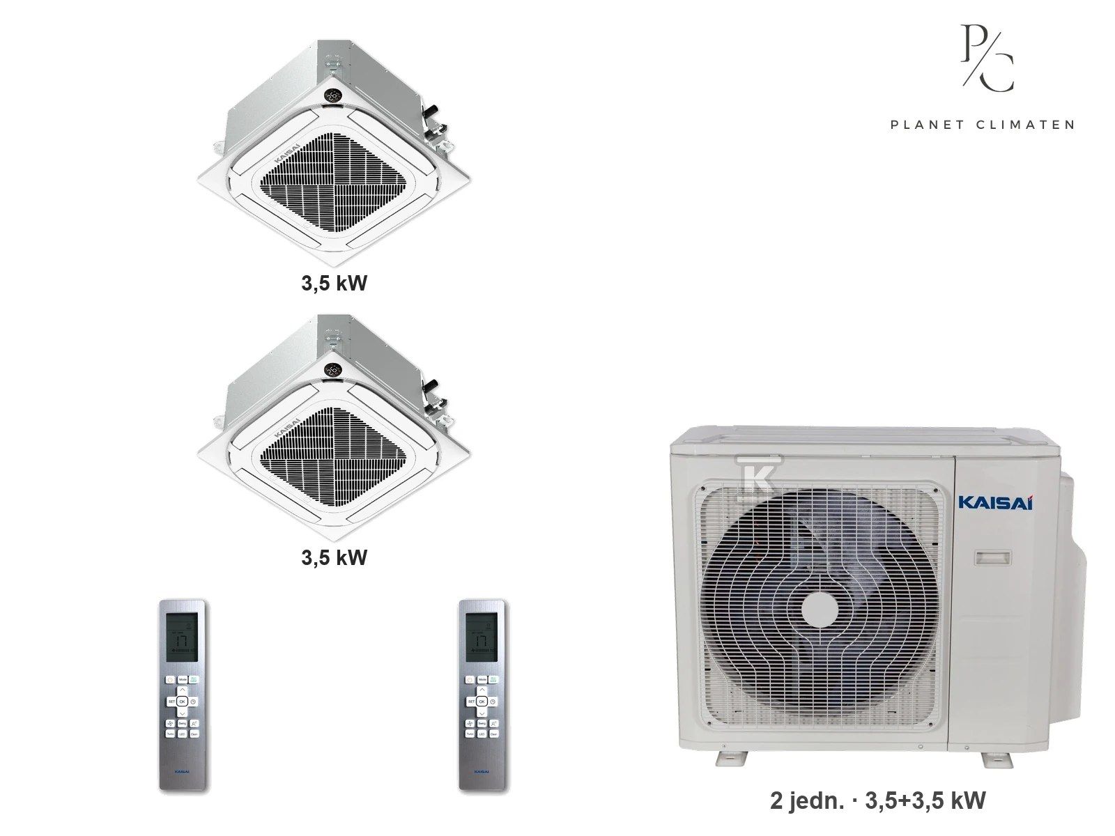 Kaisai — Klimatyzator multi-split kasetonowy Kaisai KCA4U K3OA-27HFN32H — 2 jedn. 3,5+3,5 kW (2 pomieszczenia)