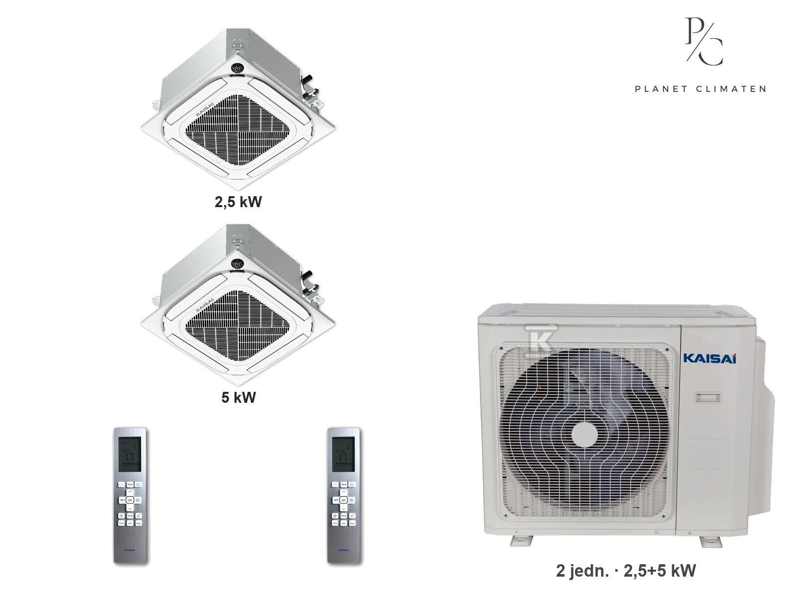 Kaisai — Klimatyzator multi-split kasetonowy Kaisai KCA4U K3OA-27HFN32H — 2 jedn. 2,5+5 kW (2 pomieszczenia)