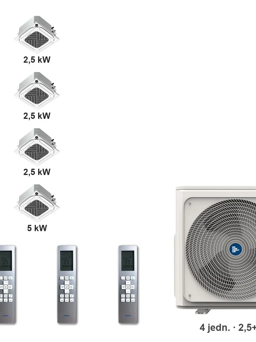 Klimatyzator multi-split kasetonowy Kaisai KCA4U K4OB-36HFN32H — 4 jedn. 2,5+2,5+2,5+5 kW (4 pomieszczenia)