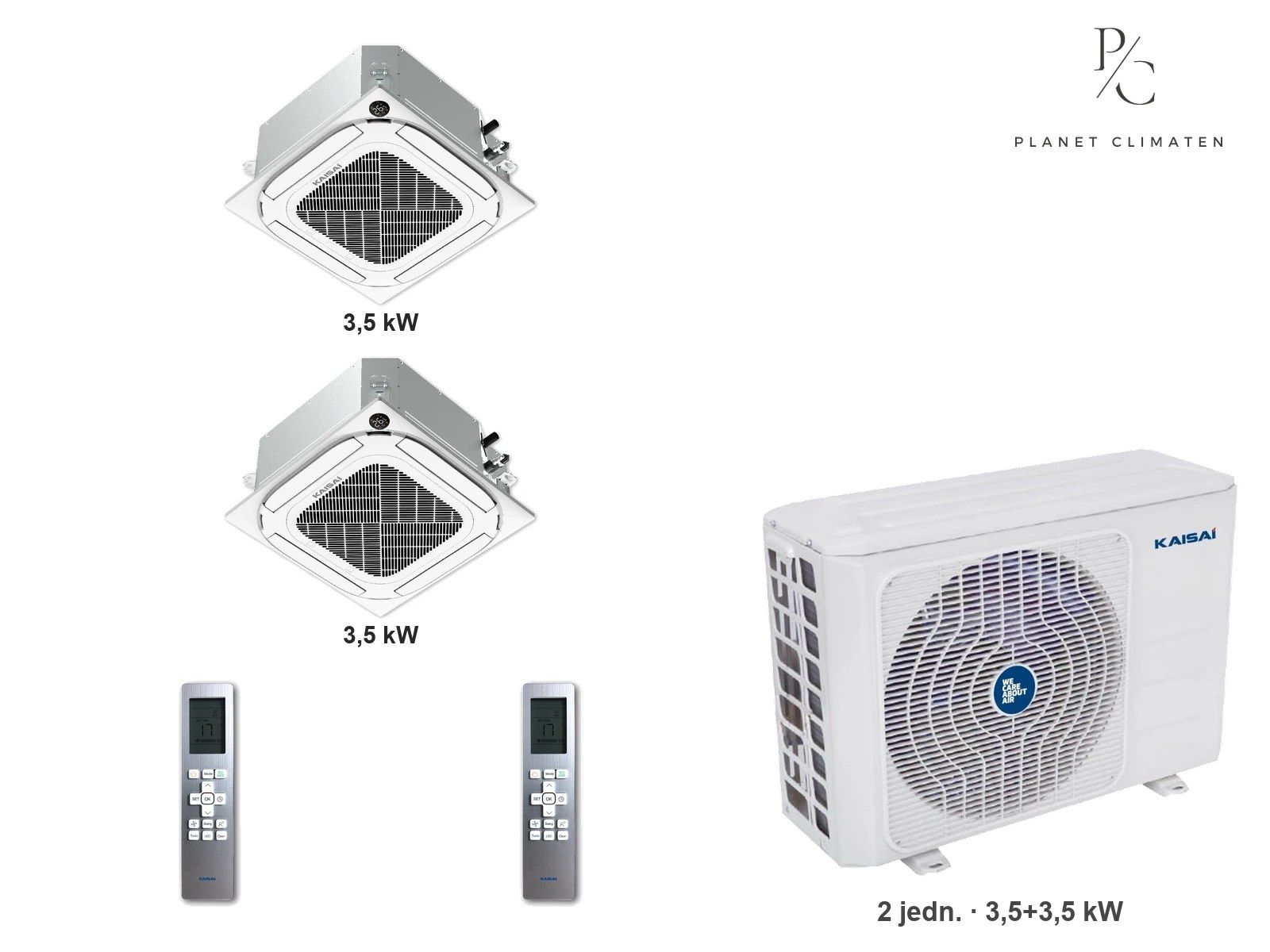 Kaisai — Klimatyzator multi-split kasetonowy Kaisai KCA4U K4OE-28HFN32H — 2 jedn. 3,5+3,5 kW (2 pomieszczenia)