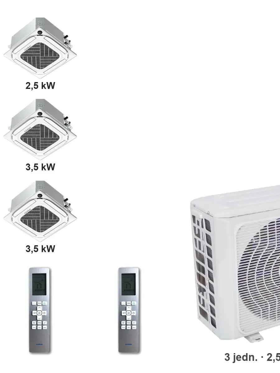 Klimatyzator multi-split kasetonowy Kaisai KCA4U K4OE-28HFN32H — 3 jedn. 2,5+3,5+3,5 kW (3 pomieszczenia)