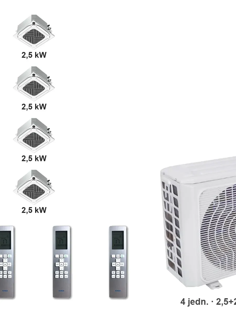 Klimatyzator multi-split kasetonowy Kaisai KCA4U K4OE-28HFN32H — 4 jedn. 2,5+2,5+2,5+2,5 kW (4 pomieszczenia)