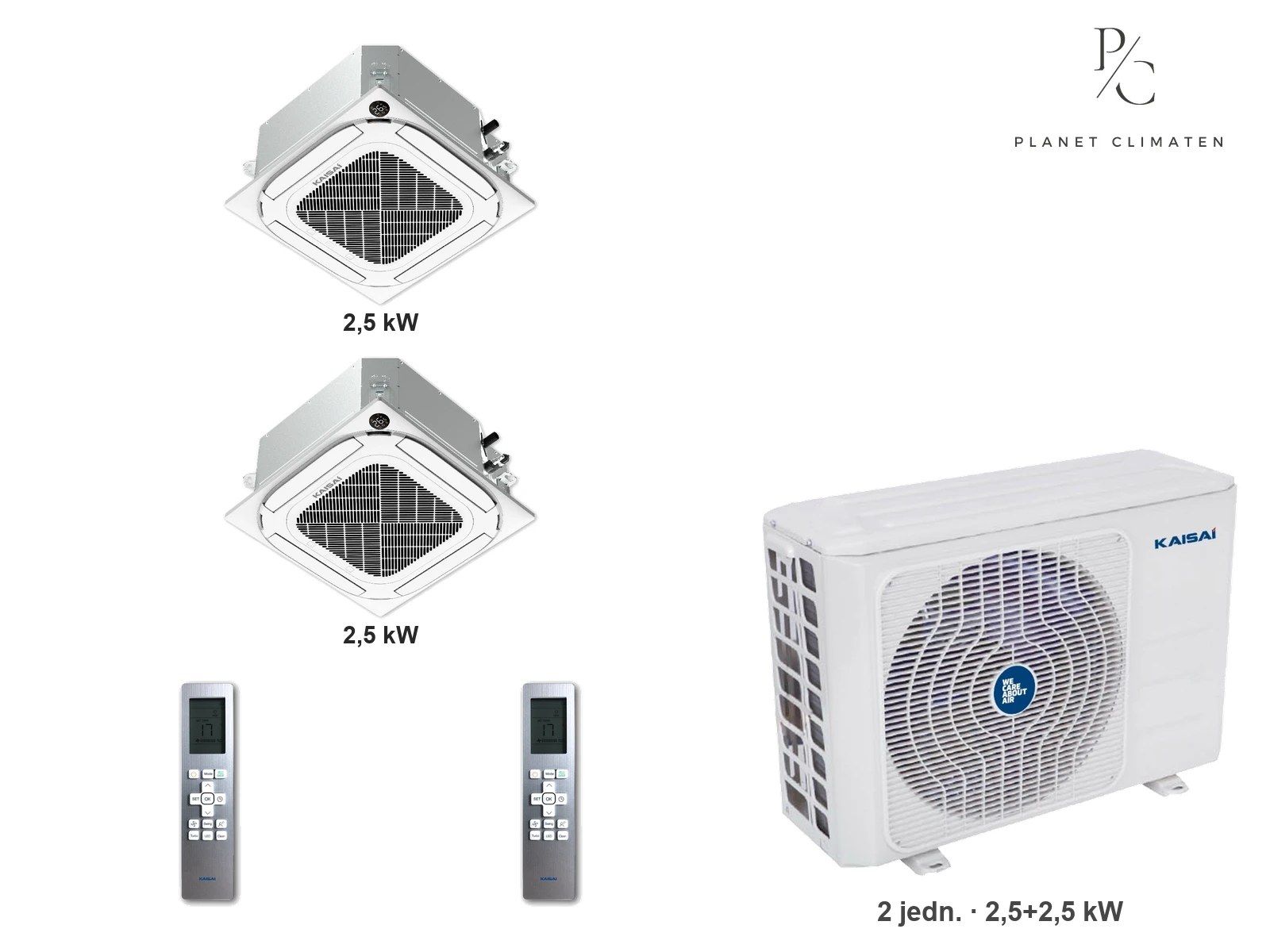 Kaisai — Klimatyzator multi-split kasetonowy Kaisai KCA4U K4OE-28HFN32H — 2 jedn. 2,5+2,5 kW (2 pomieszczenia)