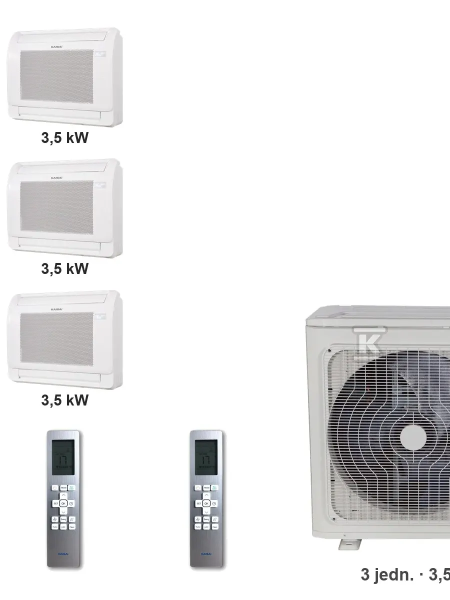 Klimatyzator multi-split konsolowy Kaisai KFAU K3OA-27HFN32H — 3 jedn. 3,5+3,5+3,5 kW (3 pomieszczenia)
