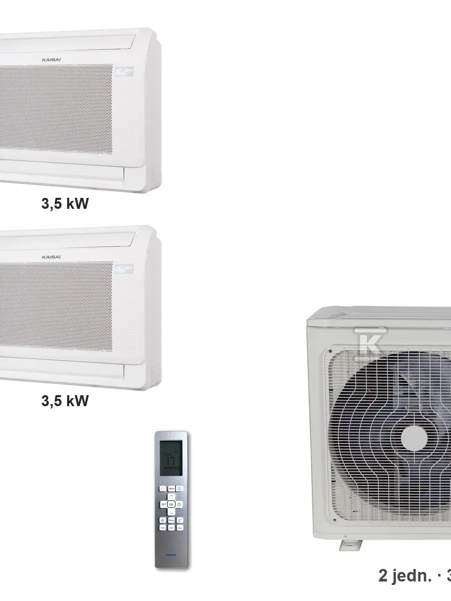 Klimatyzator multi-split konsolowy Kaisai KFAU K3OA-27HFN32H — 2 jedn. 3,5+3,5 kW (2 pomieszczenia)