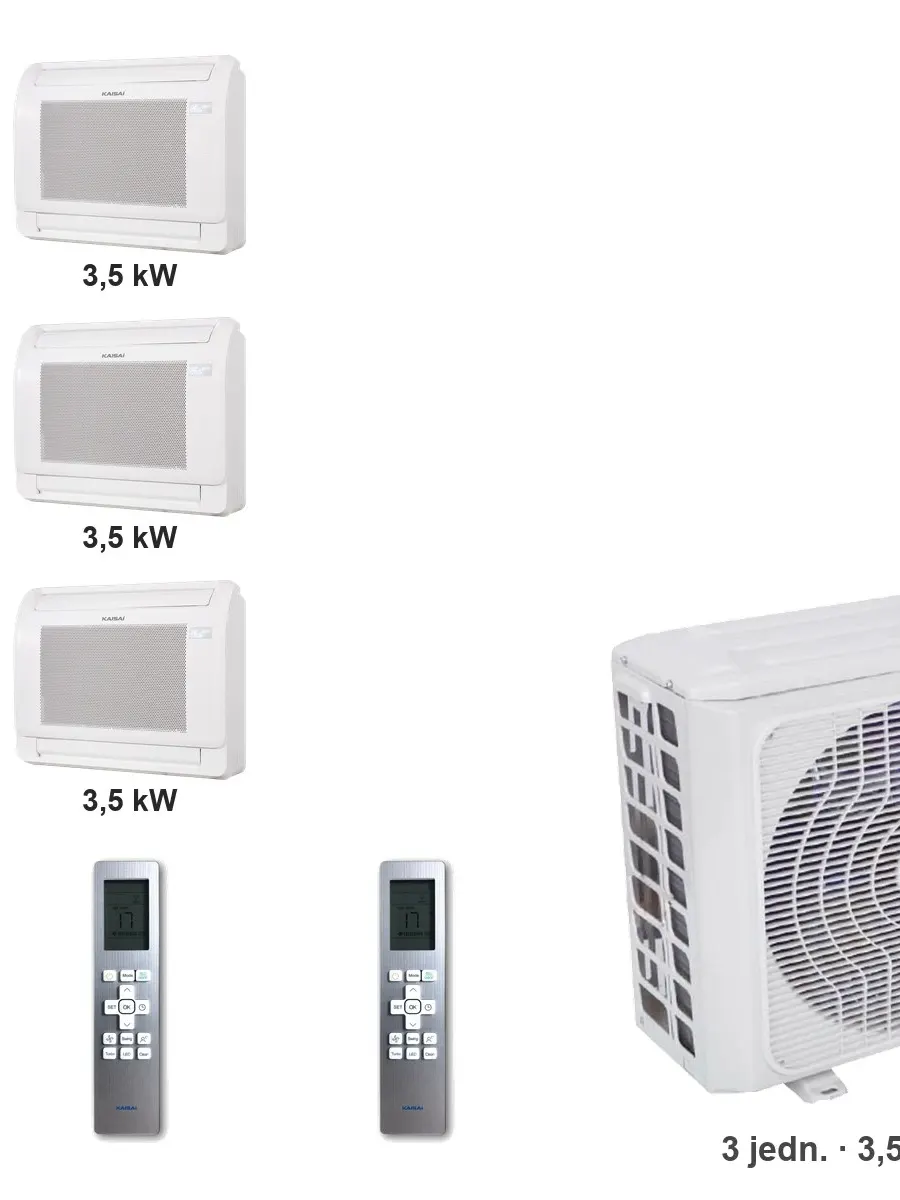 Klimatyzator multi-split konsolowy Kaisai KFAU K4OE-28HFN32H — 3 jedn. 3,5+3,5+3,5 kW (3 pomieszczenia)