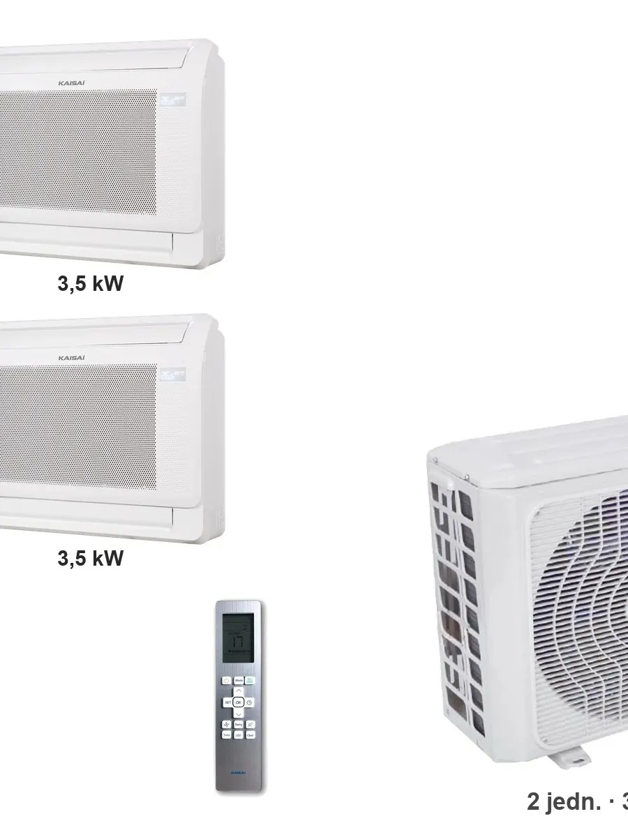 Klimatyzator multi-split konsolowy Kaisai KFAU K4OE-28HFN32H — 2 jedn. 3,5+3,5 kW (2 pomieszczenia)