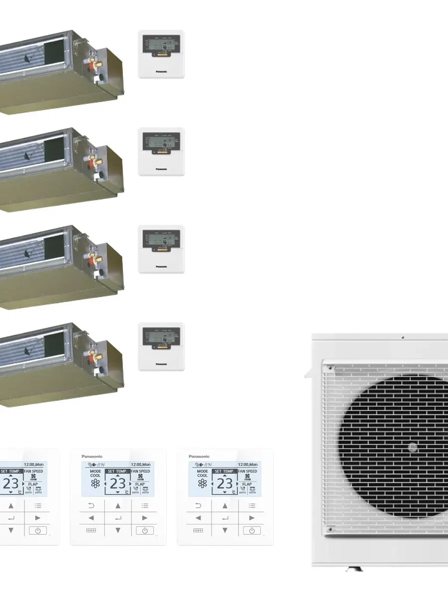 Klimatyzator multi-split kanałowy Panasonic Etherea biały CU-4Z68CBE — 4 jedn. 2+2+2+2 kW (4 pomieszczenia)