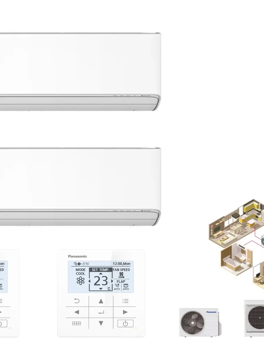 Klimatyzator multi-split ścienny Panasonic Etherea biały CU-2Z50CBE — 2 jedn. 1,6+1,6 kW (2 pomieszczenia)